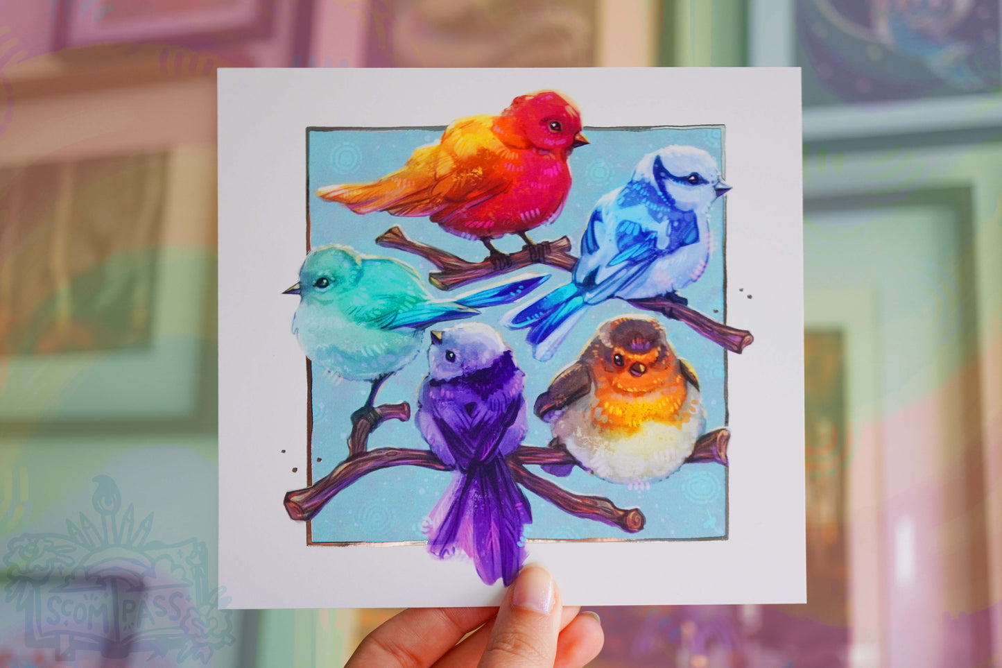 Rainbow Birds - Gold / Silver Foil Print