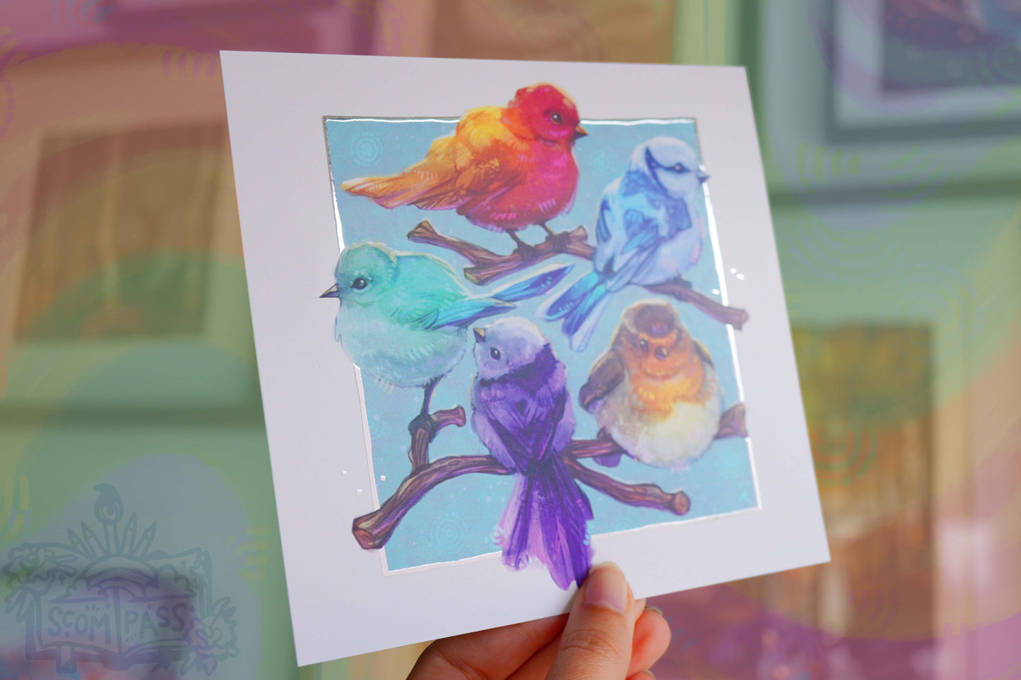 Rainbow Birds - Gold / Silver Foil Print