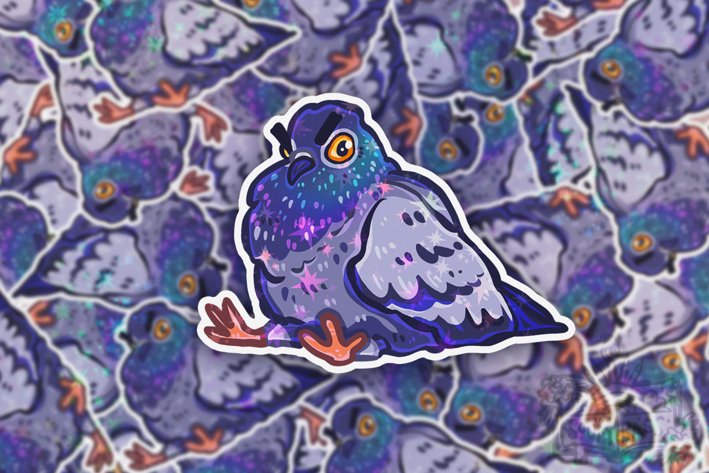 Angy Pigeon - Big Glitter Sticker