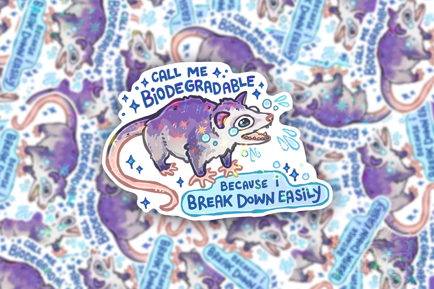 Call Me Biodegradable - Big Glitter Sticker