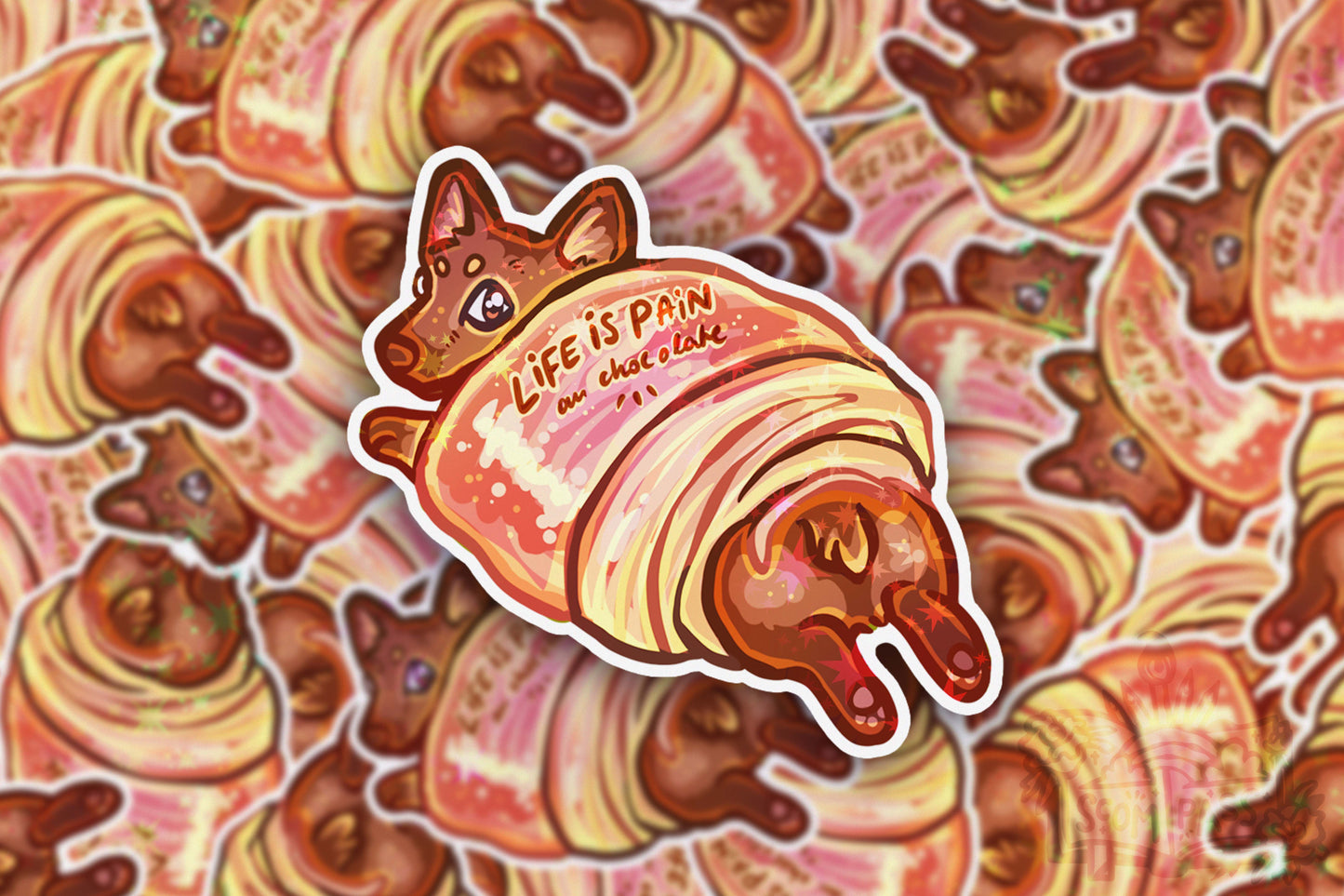 Pain Au Chocolate - Big Glitter Sticker