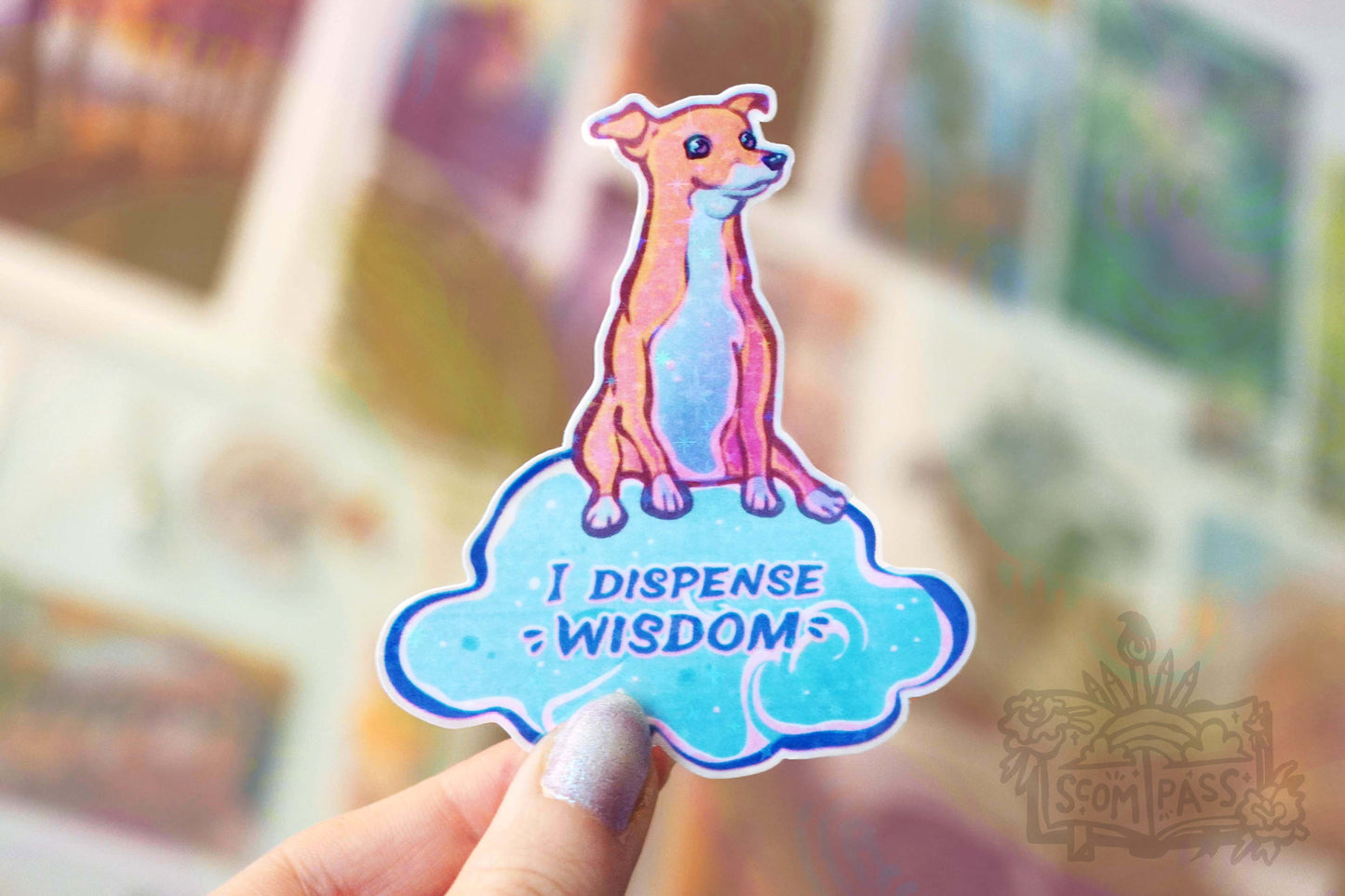 Dog Of Wisdom - Big Glitter Sticker