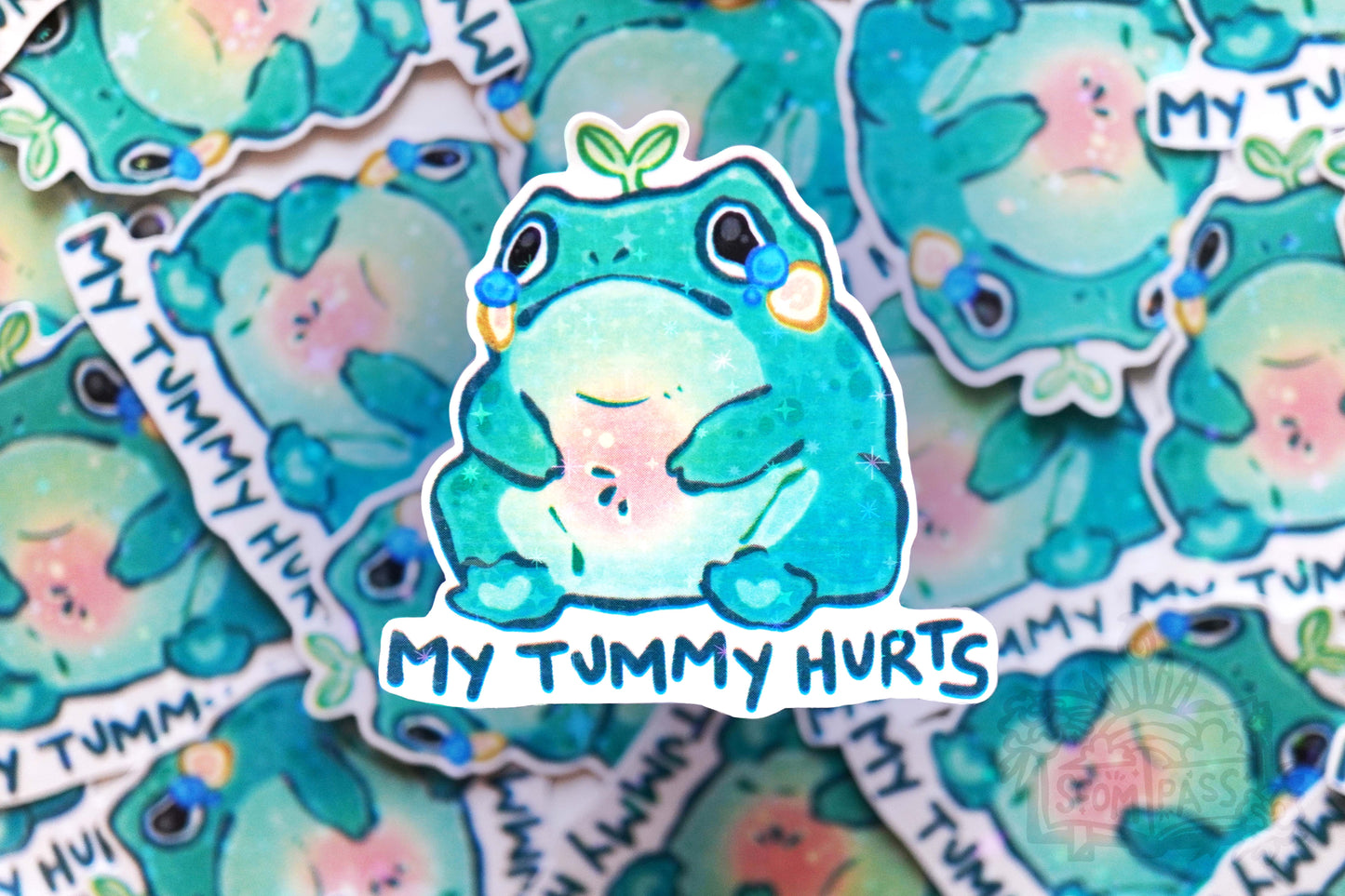 Tummy Hurts - Big Glitter Sticker