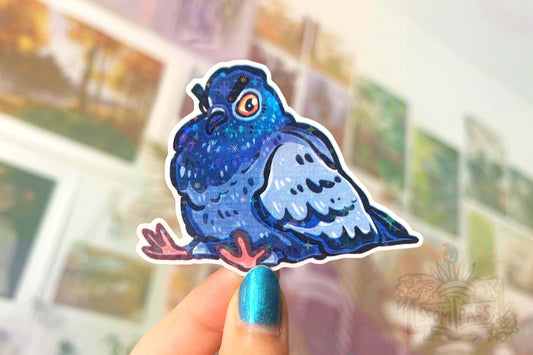 Angy Pigeon - Big Glitter Sticker