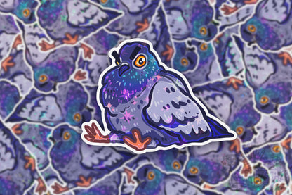Angy Pigeon - Big Glitter Sticker
