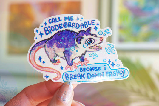 Call Me Biodegradable - Big Glitter Sticker