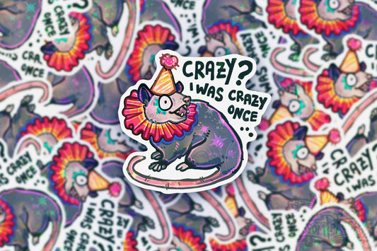 Crazy Opossum - Big Glitter Sticker