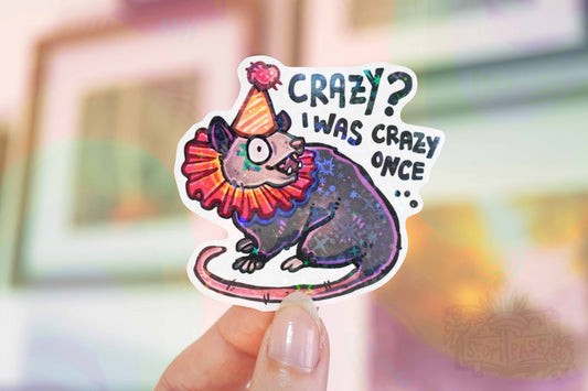 Crazy Opossum - Big Glitter Sticker