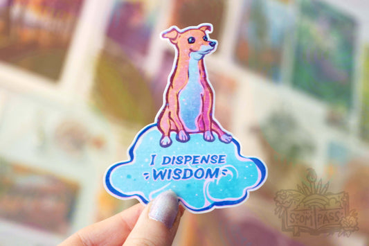 Dog Of Wisdom - Big Glitter Sticker