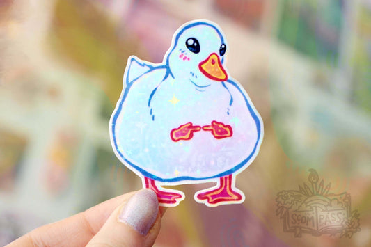 Shy Duck - Big Glitter Sticker