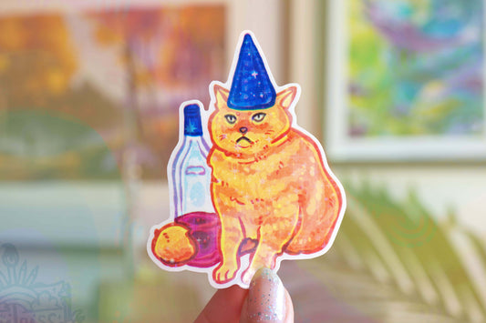 Party Cat - Big Glitter Sticker