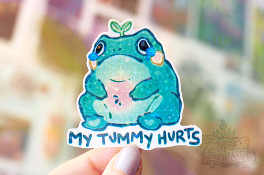 Tummy Hurts - Big Glitter Sticker