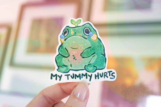 Tummy Hurts - Big Glitter Sticker