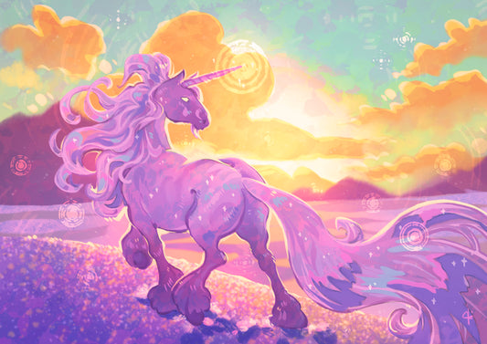 Pink Unicorn - Gold Foil Print